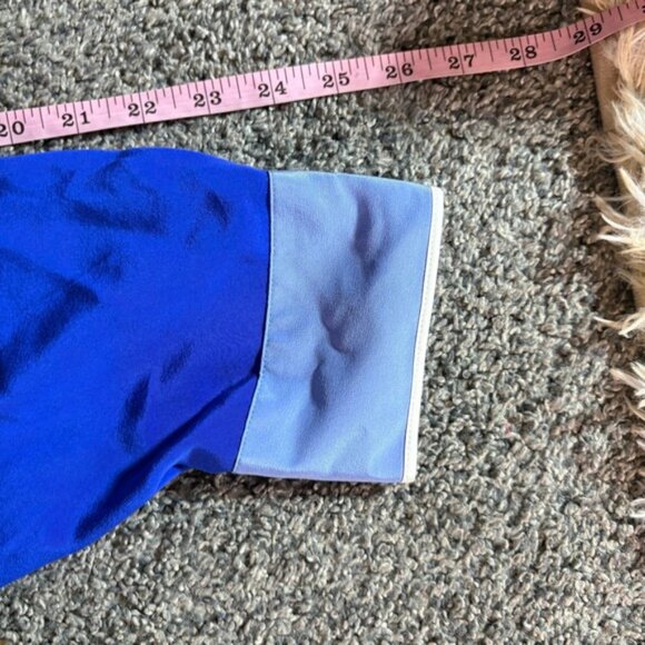 Bob Mackie Royal Blue Floral Embroidered Mandarin Collar Asian Style Top 2x - Picture 5 of 9